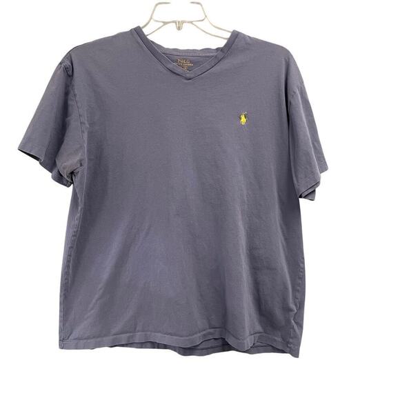 Ralph Lauren Polo Mens Size Large Short Sleeve V-Neck Tee Yellow Pony Logo - Picture 1 of 3